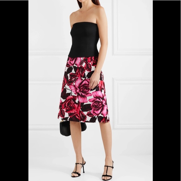 PRADA rose print midi skirt